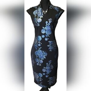 Sleeveless NY&Co Floral Shimmer Dress Small